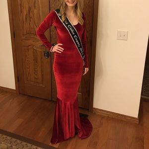 Red velvet gown